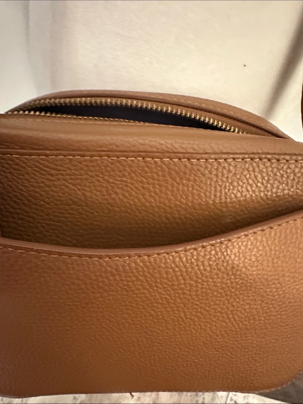 Cuyana Tan Pebbled Leather Crossbody Bag with Tassel - Picture 6 of 9